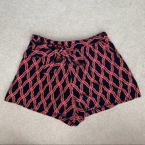 Blue Rain Medallion Navy Blue & Salmon Shorts Med